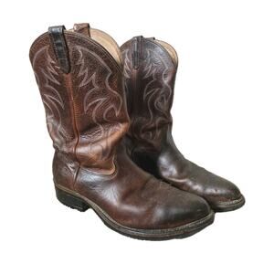 Double-H Robert Western Boots Mens 12 Steel Toe Brown Leather Cowboy Rodeo Work